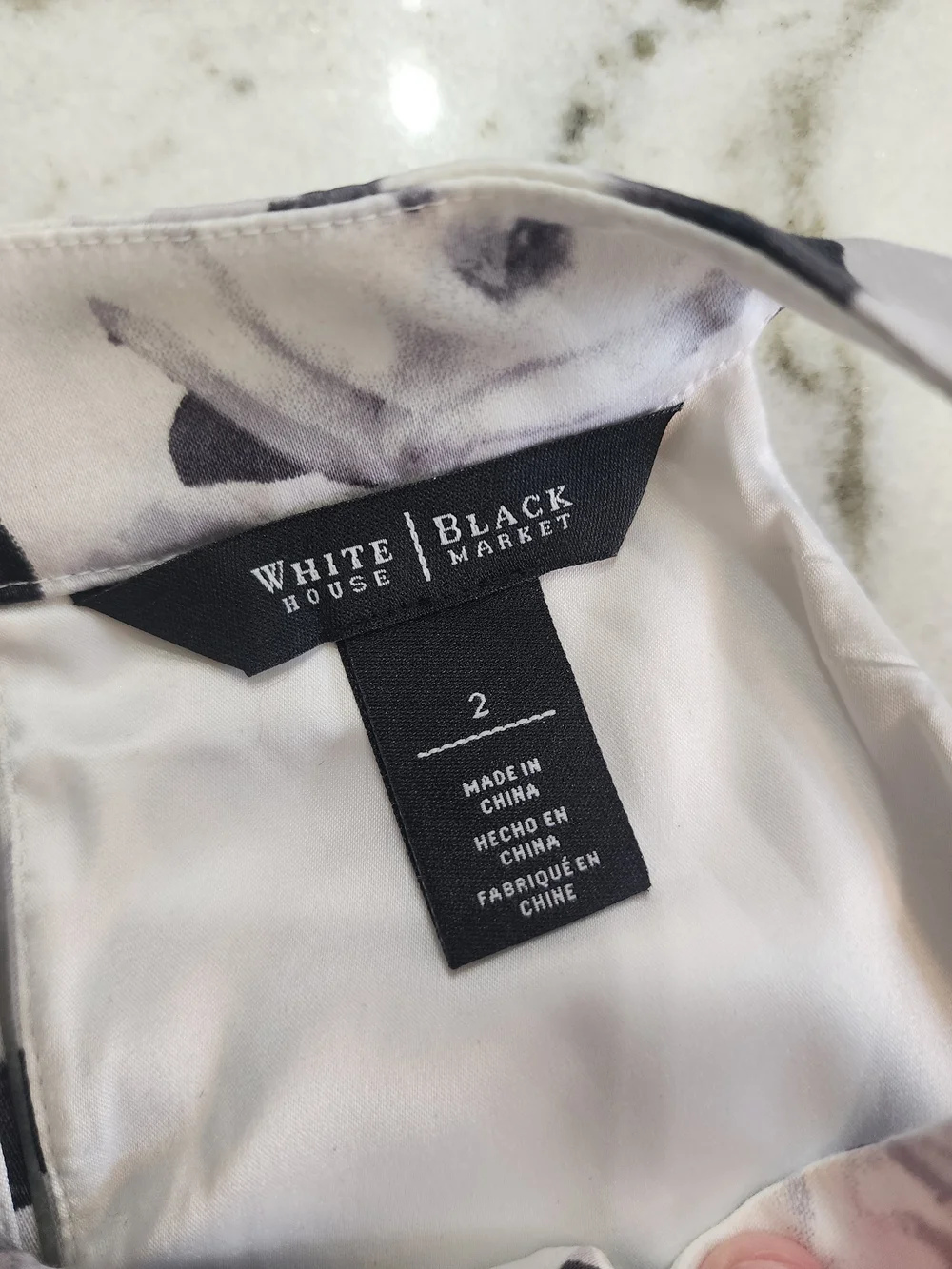 White House Black Market Black & White Floral Halter Blouse